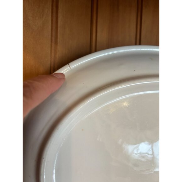 Vintage Restaurant Wellsville China Platter Black Initial G White Oval Ceramic - Picture 4 of 5